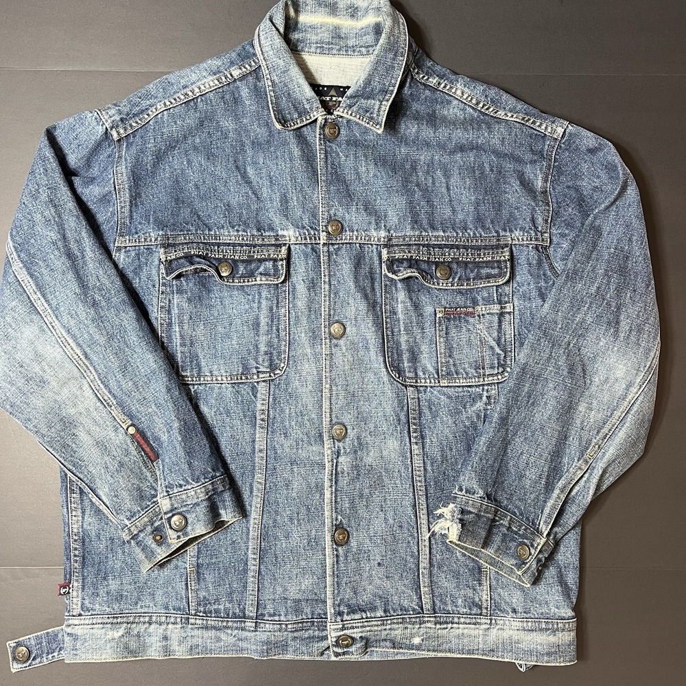 Vintage Phat Farm Denim Jacket XXL Hip Hop Streetwear Light Wash Y2K